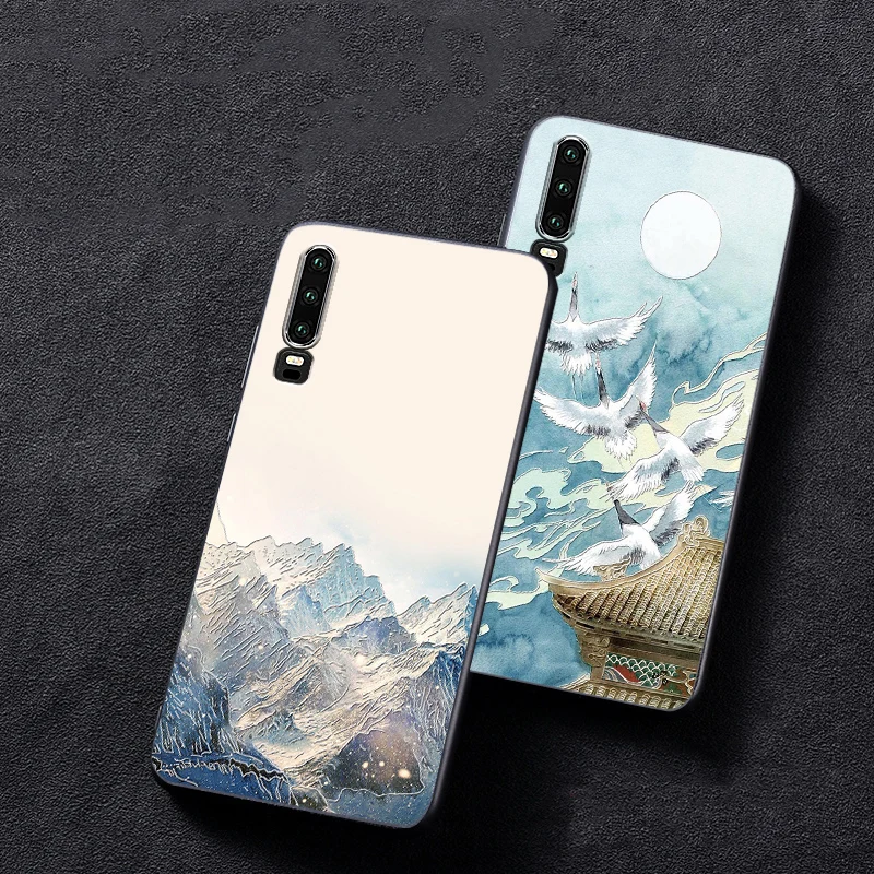 Рельефный Винтажный чехол в японском и Восточно-азиатском стиле для Huawei P30 PRO