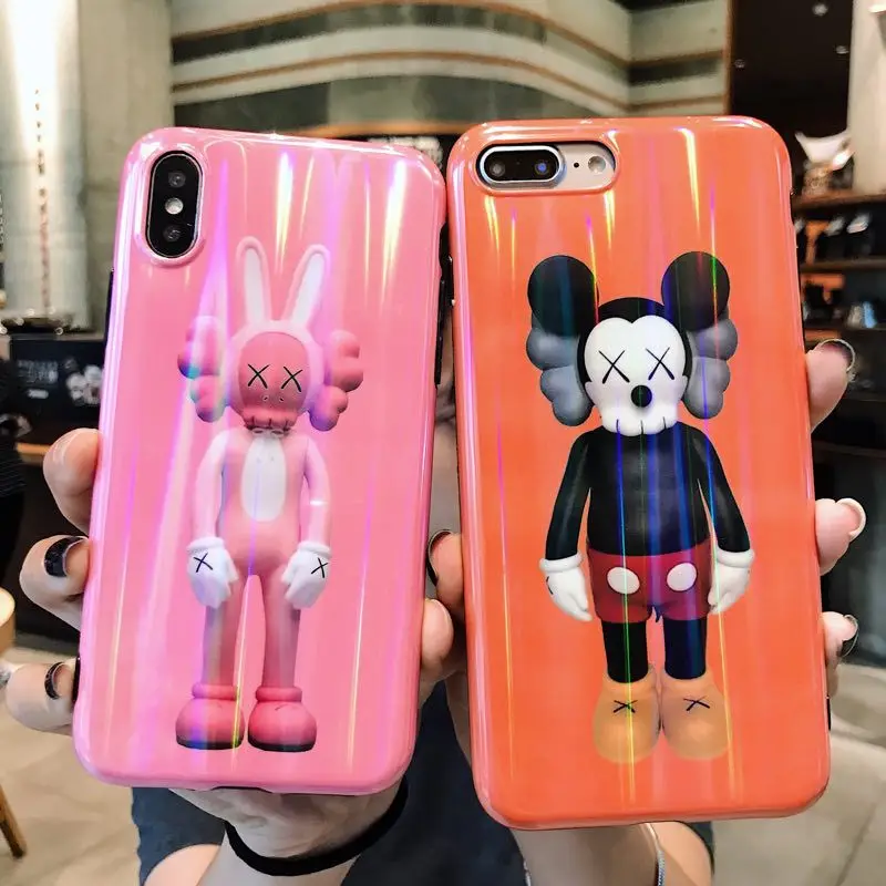Новый KAWS мультфильм милый мода iphonecase для 6s 7 8 плюс xs Макс полуобернутый чехол