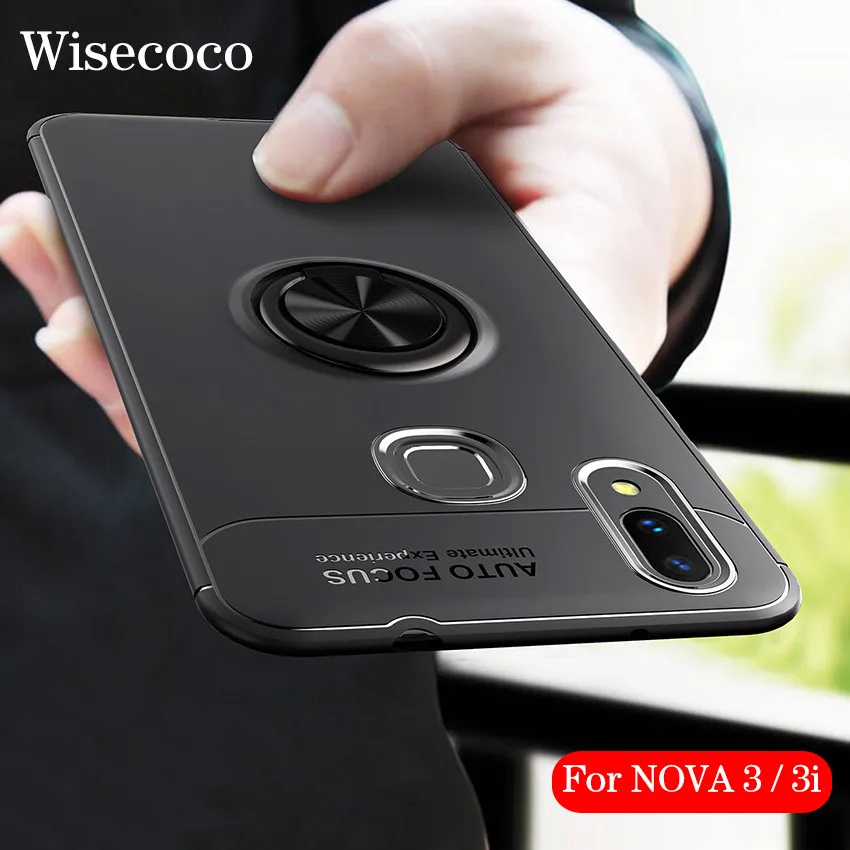 Роскошный силиконовый чехол для Huawei Nova 3 Nova3 Nova3i с магнитным кронштейном и кольцом