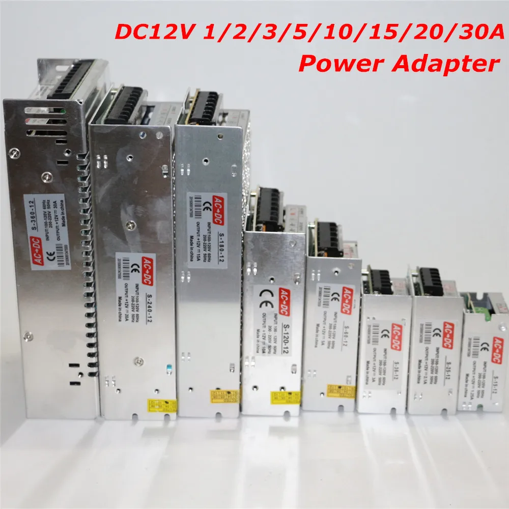 Adjustable DC 12V LED Power Supply 1A 2A 3A 5A 10A 15A 20A 30A AC100V 110V 127V 220V 230V to DC12V Led Driver Power Transformer
Adjustable DC 12V LED Power Supply 1A 2A 3A 5A 10A 15A 20A 30A AC100V 110V 127V 220V 230V to DC12V Led Driver Power Transformer