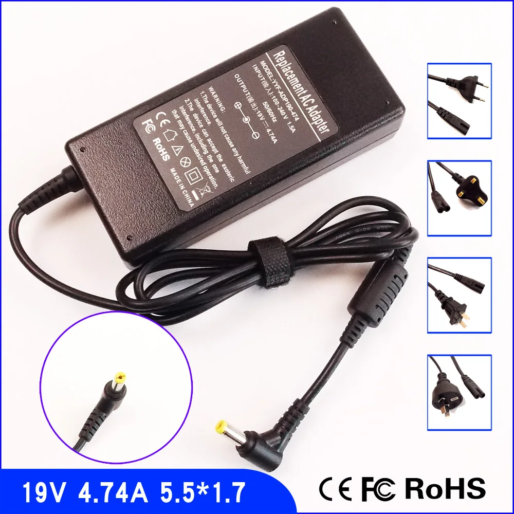 

19V 4.74A Laptop Ac Adapter Charger/Power Supply + Cord For Acer Aspire 4820 4920 4930 5000 5100 5570 5611 5739 9110