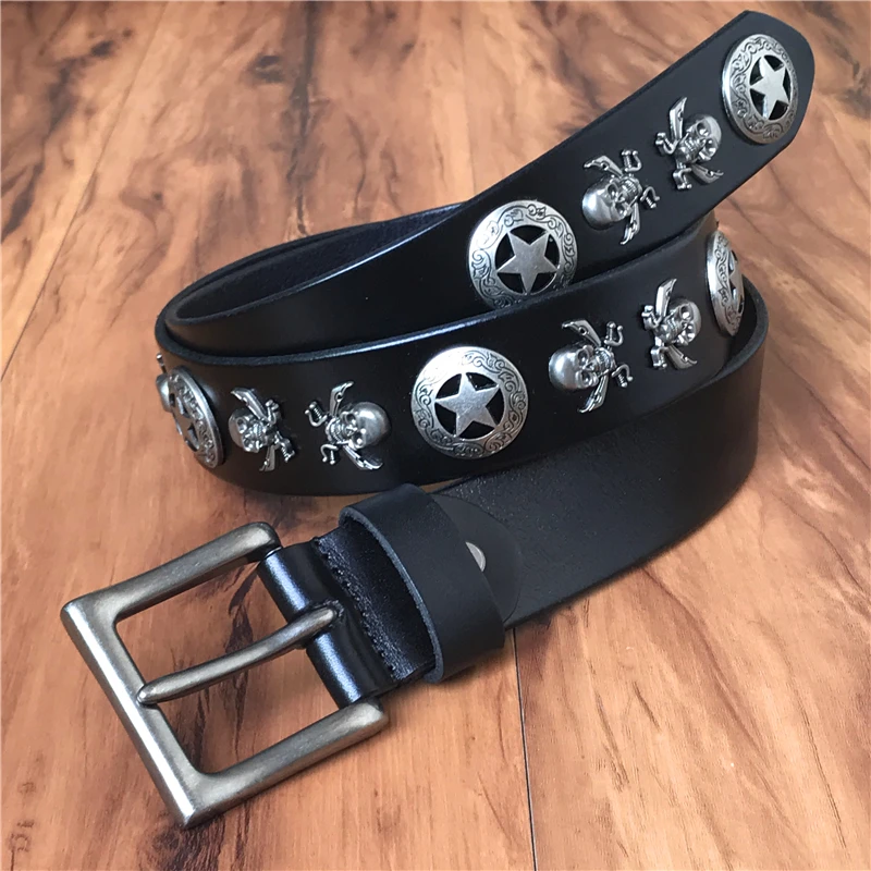 Skull Genuine Leather Punk Men Belt Vintage Rivet Man Belts Ceinture Homme Leather Belt Men Jeans Strap Cinturon Mujer MBT0515
Skull Genuine Leather Punk Men Belt Vintage Rivet Man Belts Ceinture Homme Leather Belt Men Jeans Strap Cinturon Mujer MBT0515