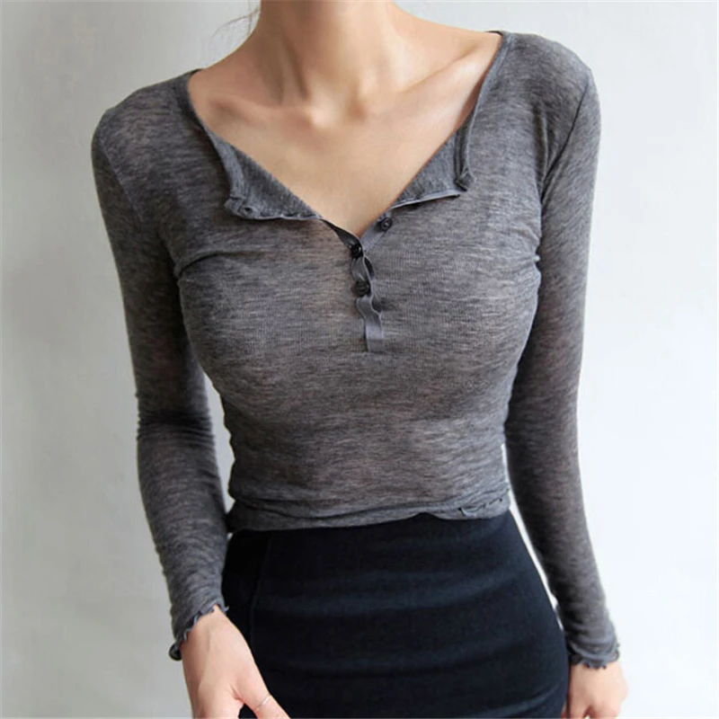 Spring Autumn New Women Long Sleeve Sexy V-Neck Tops Blouse Ladies Casual Basic Solid Color Button Thin Shirt Plus Size O158
Spring Autumn New Women Long Sleeve Sexy V-Neck Tops Blouse Ladies Casual Basic Solid Color Button Thin Shirt Plus Size O158