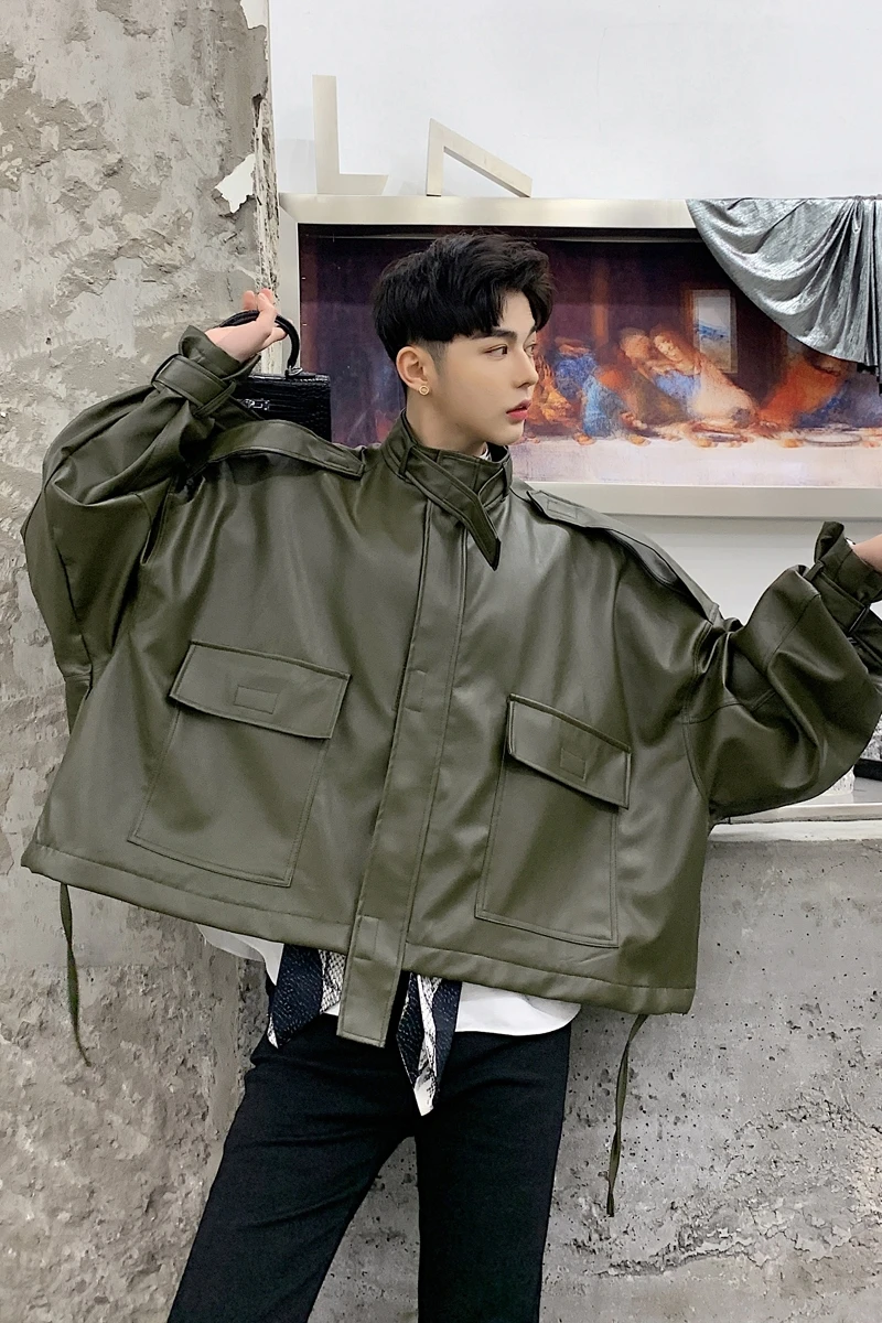 One size2019!Spring designer models loose silhouette retro short stand collar jacket tide brand men's bat sleeve pu leather ja.
One size2019!Spring designer models loose silhouette retro short stand collar jacket tide brand men's bat sleeve pu leather ja.