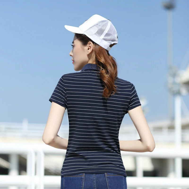 Women Stripe Polo Shirt Cotton Short Sleeves Ladies Polo Shirt Solid Roupas Branded Clothing Camisas Girls Stripes Fashion
Women Stripe Polo Shirt Cotton Short Sleeves Ladies Polo Shirt Solid Roupas Branded Clothing Camisas Girls Stripes Fashion