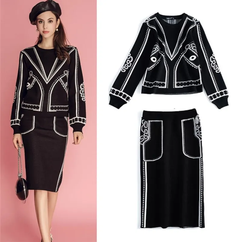 Women Autumn Winter Sweaters Knitting 3D Pattern Tops And Office Ladies Elegant Knit Elastic Vintage Skirt Suits Set CC036
Women Autumn Winter Sweaters Knitting 3D Pattern Tops And Office Ladies Elegant Knit Elastic Vintage Skirt Suits Set CC036