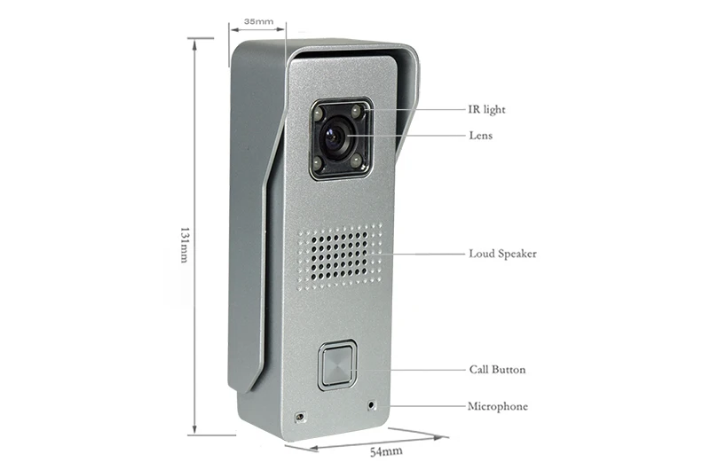7" LCD 2pcs Monitor Video Door Phone Intercom Doorbell System Aluminum alloy IR Night Vision Camera Video interphone kit
7" LCD 2pcs Monitor Video Door Phone Intercom Doorbell System Aluminum alloy IR Night Vision Camera Video interphone kit