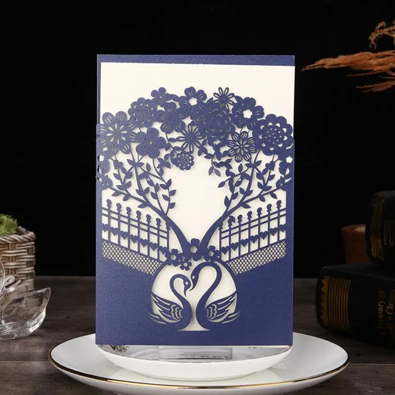 50Pcs/set Paper Wedding Invitation Card Delicate Carved Flowers Swan Pattern Hollow Out Event Party Cards
50Pcs/set Paper Wedding Invitation Card Delicate Carved Flowers Swan Pattern Hollow Out Event Party Cards