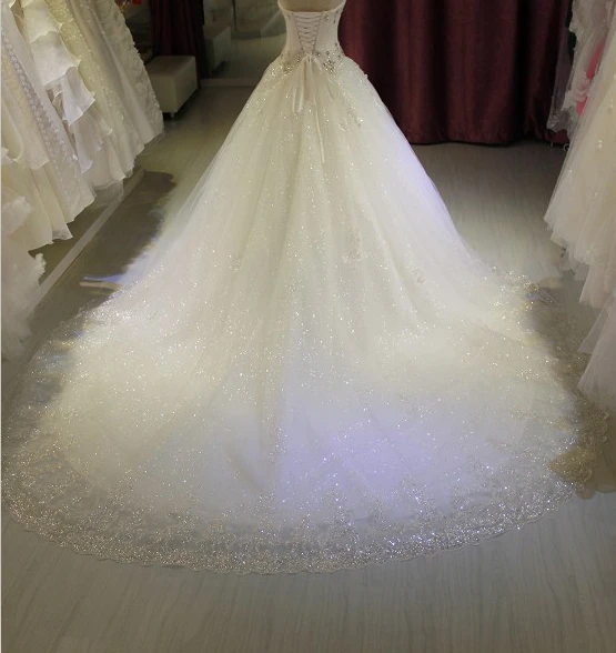 Custom Made Robe De Mariee Luxury Sequins Dresses for Wedding With Crystal Lace Up Strapless Princess Bridal Gowns 2019
Custom Made Robe De Mariee Luxury Sequins Dresses for Wedding With Crystal Lace Up Strapless Princess Bridal Gowns 2019