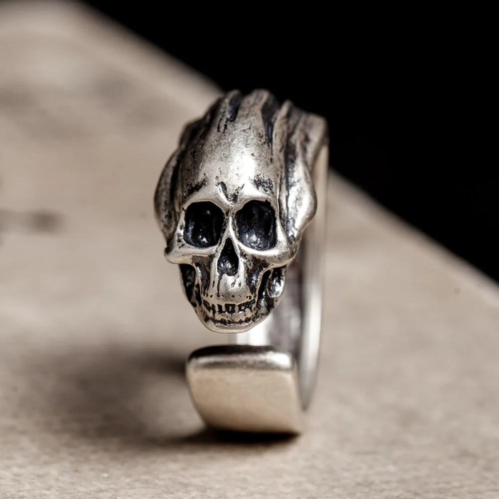 New Gothic Punk Style Open Size Solid 925 Sterling Silver Skull Ring Adjustable Finger Rings For Mens Cool Hip Hop Rock Jewelry
New Gothic Punk Style Open Size Solid 925 Sterling Silver Skull Ring Adjustable Finger Rings For Mens Cool Hip Hop Rock Jewelry
