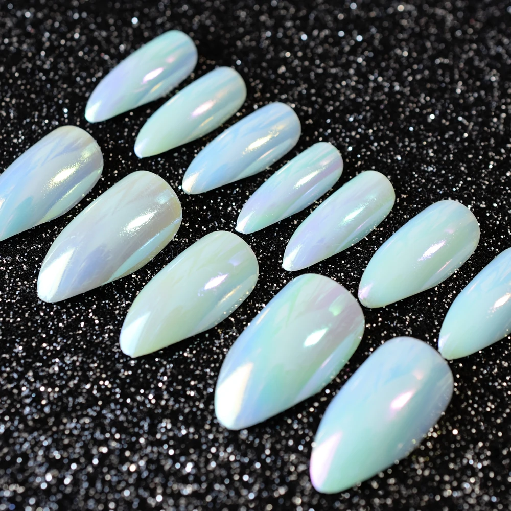 Holographic Stiletto Fake Nails Mirror Jelly Water Blue with Colorful False Nail Full Cover Magic Effect Acrylic Nails Tips
Holographic Stiletto Fake Nails Mirror Jelly Water Blue with Colorful False Nail Full Cover Magic Effect Acrylic Nails Tips