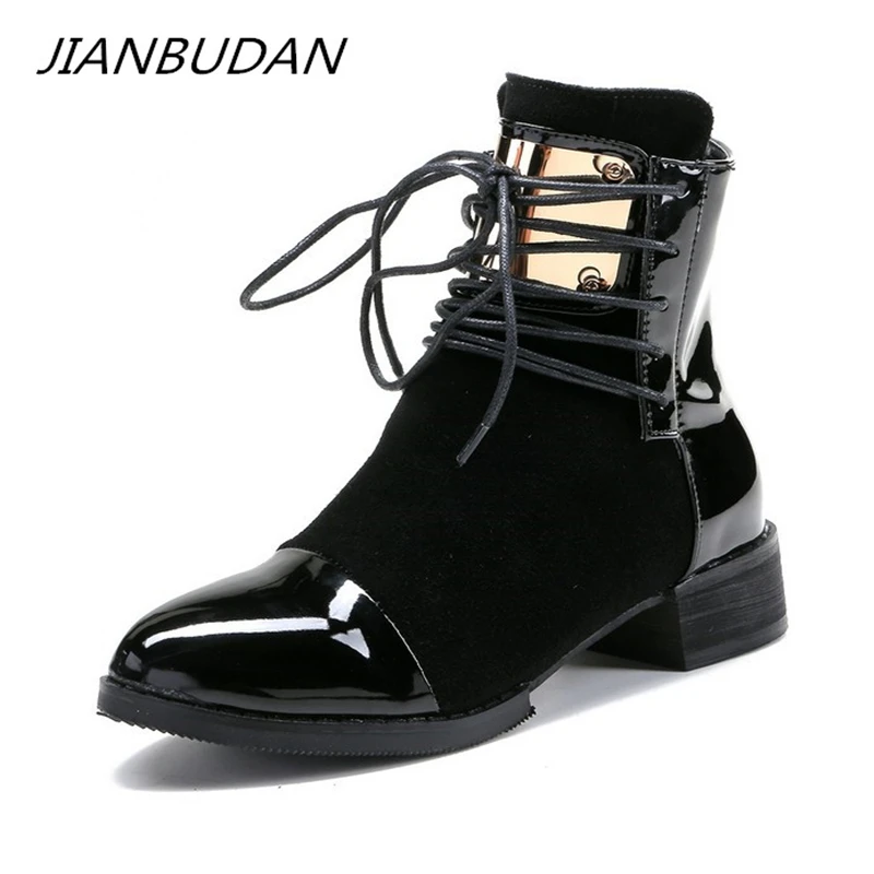 JIANBUDAN Brand fashion PU leather women's motorcycle boots Autumn leather Lace-Up Ankle boots Female winter snow boots 35-43
JIANBUDAN Brand fashion PU leather women's motorcycle boots Autumn leather Lace-Up Ankle boots Female winter snow boots 35-43