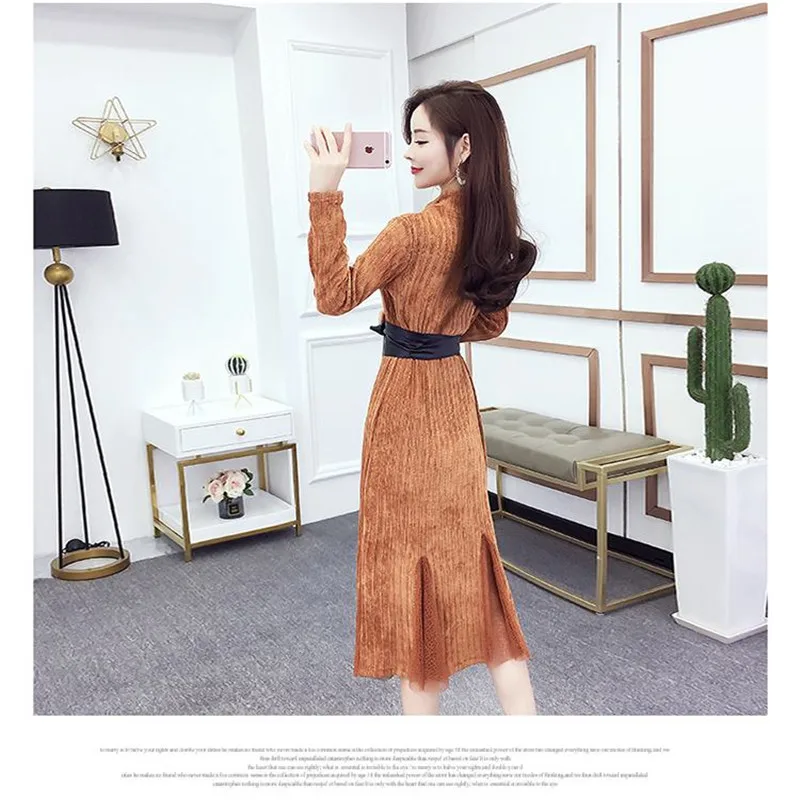 2019 New Winter Autumn Women Velvet Dress Long Sleeve Elegant High Waist Dress O Neck Vintage Retro Dresses Slim Trumpet X104
2019 New Winter Autumn Women Velvet Dress Long Sleeve Elegant High Waist Dress O Neck Vintage Retro Dresses Slim Trumpet X104