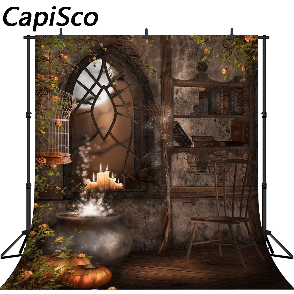 

Capisco photography backdrop Magic water tank broom candle Halloween background for photo studio camera fotografica