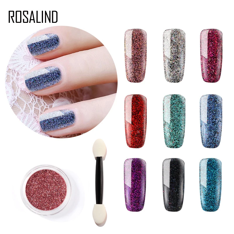 ROSALIND 1 шт. Блестящий пигмент для ногтей лак УФ/Светодиодная лампа отмачиваемый