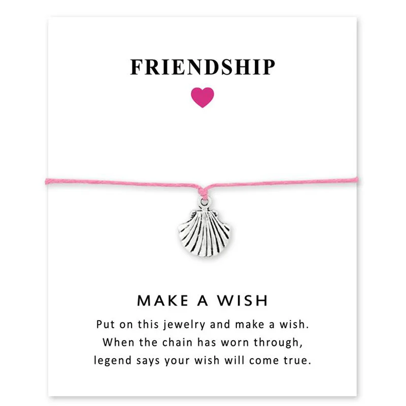 Кожаный браслет на руку с надписью Wish Card Морская звезда для лучших друзей подарки