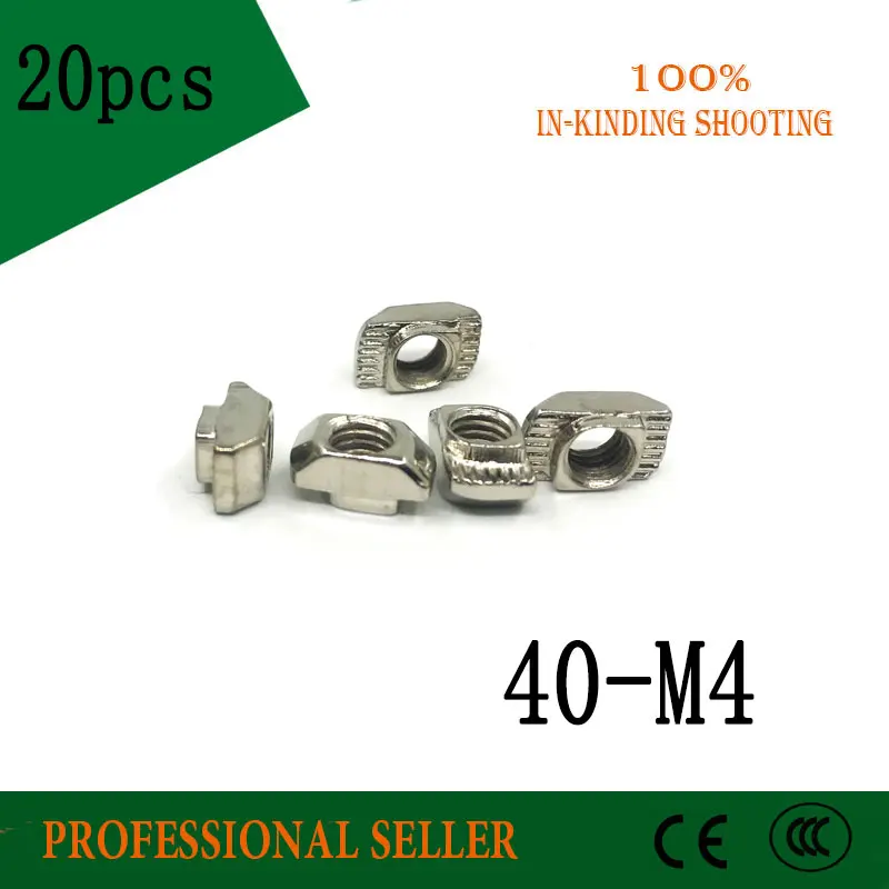

20pcs 40-M4 Hammer Nut t type nut bolt Nickel Plated for 4040 Aluminum Profile with Slot Groove 8mm