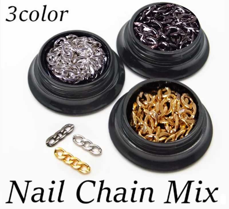 Nail Studs 3 Sections 1Jar Cute 20PCS Silver/Gold/Black 3 Colors 4MM Chain in Black Jar Chain Metal Nail Decoration ZJSBJ03
Nail Studs 3 Sections 1Jar Cute 20PCS Silver/Gold/Black 3 Colors 4MM Chain in Black Jar Chain Metal Nail Decoration ZJSBJ03