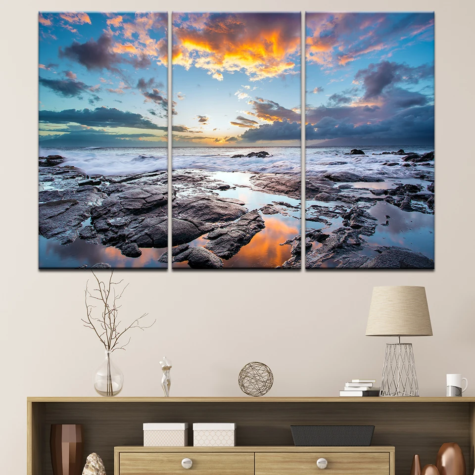 Modern Canvas Painting Frame HD Printed Wall Art Pictures 3 Pieces Gold Blue Sky Sunrise Ocean Reef Seascape Poster Home Decor
Modern Canvas Painting Frame HD Printed Wall Art Pictures 3 Pieces Gold Blue Sky Sunrise Ocean Reef Seascape Poster Home Decor