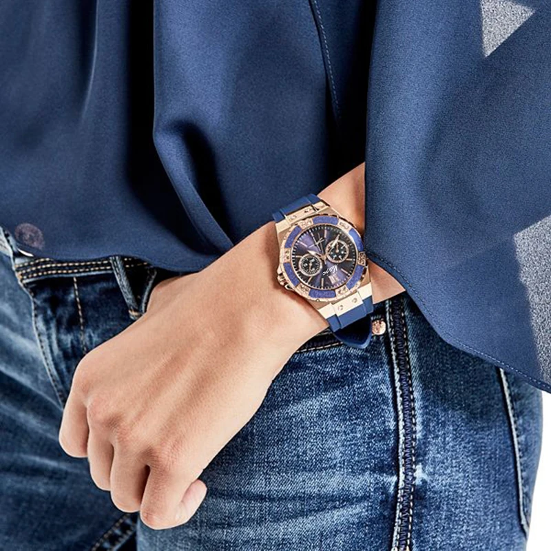 Часы Missfox женские кварцевые с хронографом люксовые модные розовое золото 2019