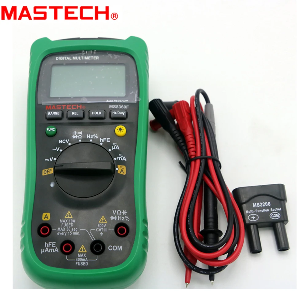 Цифровой Мультиметр MASTECH MS8360F с автоматическим выбором диапазона, тестер частоты конденсатора NCV hFE
Цифровой Мультиметр MASTECH MS8360F с автоматическим выбором диапазона, тестер частоты конденсатора NCV hFE