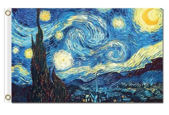 Фото Винсент Ван Гог Звездная ночь ткань 3x5 футов пользовательский полиэстер