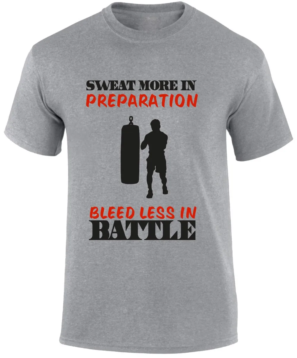 

Sweat More Bleed Less Boxer Gymer Fitness Sport Slogan Fashion Top Tees Custom Any Logo Size Make Your Own Shirt