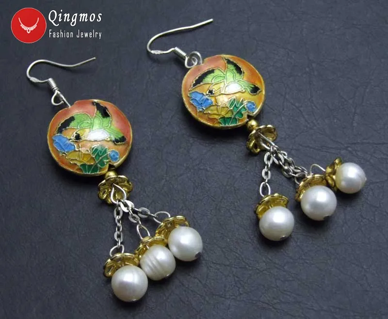 Qingmos Trendy Natural Pearl Earrings for Women with 6-7mm White Pearl & 18mm Pink Round Cloisonne Earring Dangle Jewelry ear526
Qingmos Trendy Natural Pearl Earrings for Women with 6-7mm White Pearl & 18mm Pink Round Cloisonne Earring Dangle Jewelry ear526