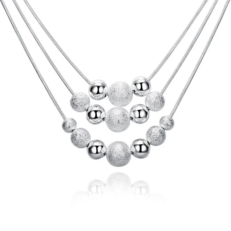 Silver Necklace 925 Women Fashion 3 Layer Beads Necklaces & Pendants Link Chain 18 inch Wedding Party Gifts Bijoux
Silver Necklace 925 Women Fashion 3 Layer Beads Necklaces & Pendants Link Chain 18 inch Wedding Party Gifts Bijoux