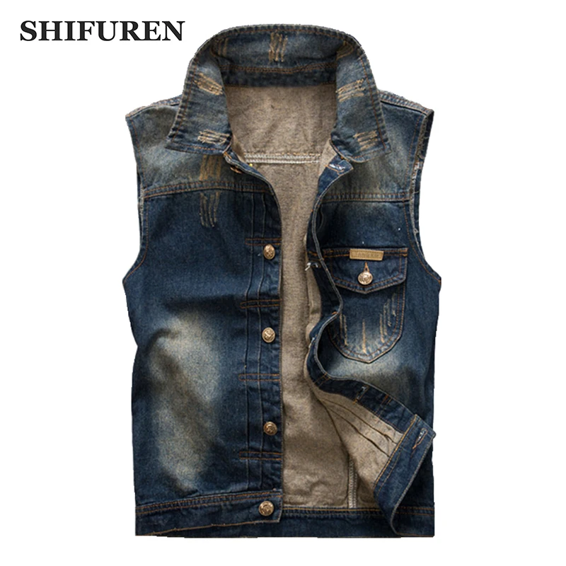 SHIFUREN Vintage Men's Denim Vest Ripped Cowboy Frayed Jeans Waistcoat Casual Male Sleeveless Jackets Tank Tops Size S-XL
SHIFUREN Vintage Men's Denim Vest Ripped Cowboy Frayed Jeans Waistcoat Casual Male Sleeveless Jackets Tank Tops Size S-XL