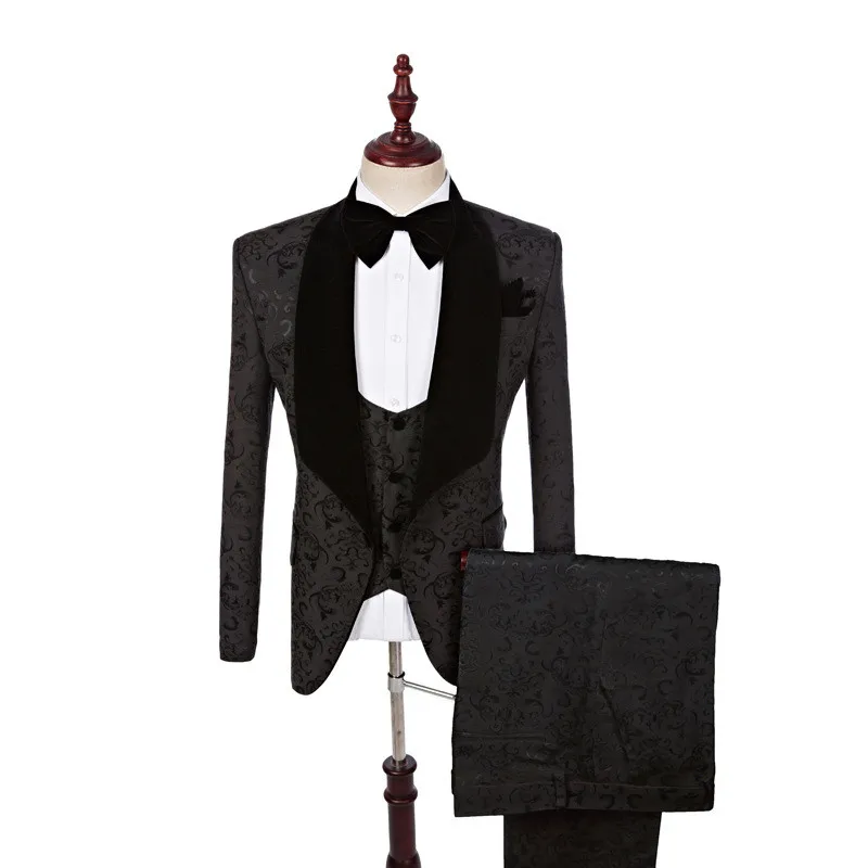 Men's suit fashion black pattern suit three-piece suit (jacket + pants + vest) business casual suit wedding banquet dress
Men's suit fashion black pattern suit three-piece suit (jacket + pants + vest) business casual suit wedding banquet dress