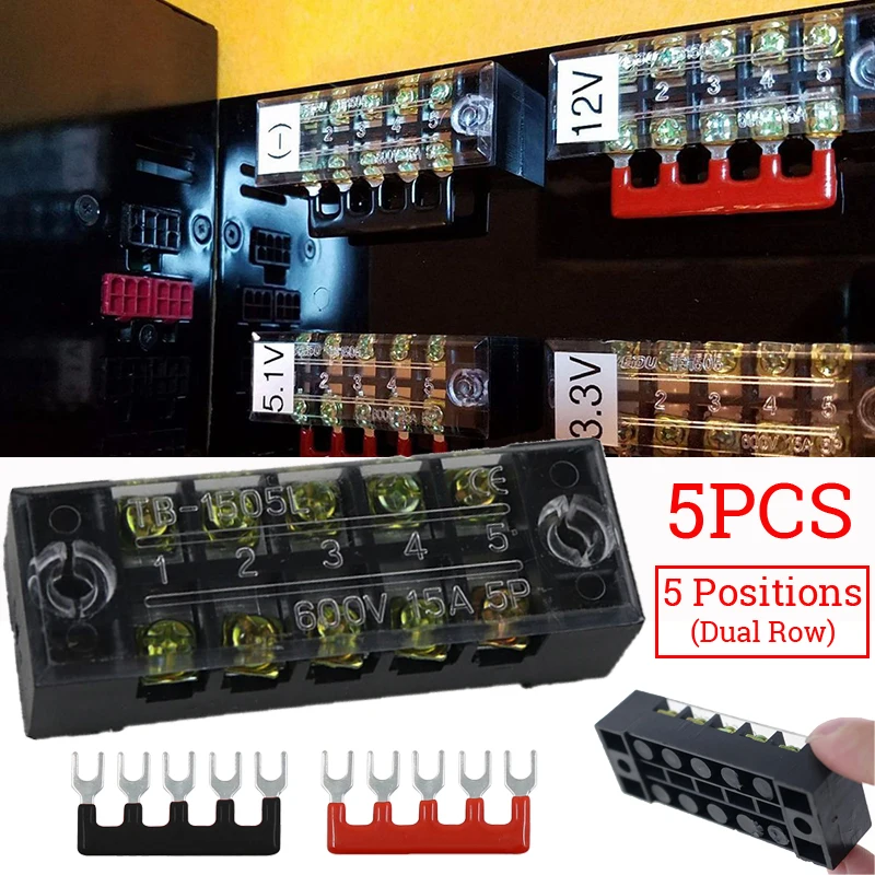 Bus Terminal Block Set Blocks Dual row Screw Circuit Distribution Bar Ground 5 position Auto Marine Power Durable
Bus Terminal Block Set Blocks Dual row Screw Circuit Distribution Bar Ground 5 position Auto Marine Power Durable