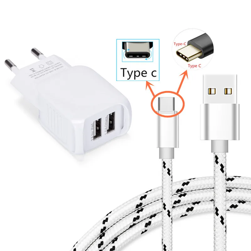 AC power USB EU настенное зарядное устройство для Xiaomi Mi A1 A2 mi5 6 8 Type c usb 3 1 быстрое кабель LG