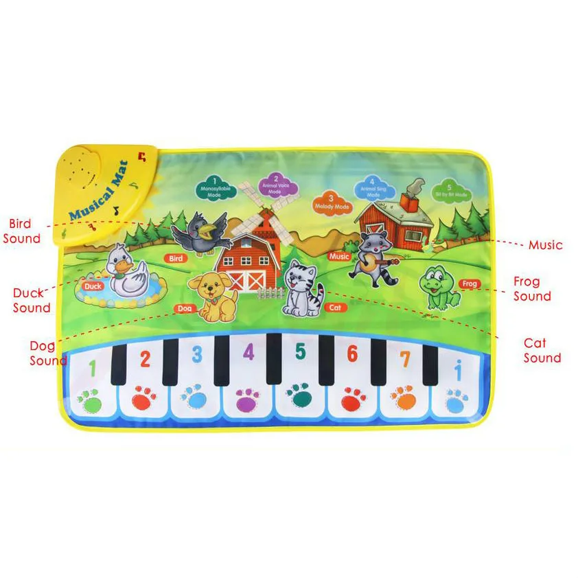 Новый детский музыкальный коврик игровой пианино подарок Детский
