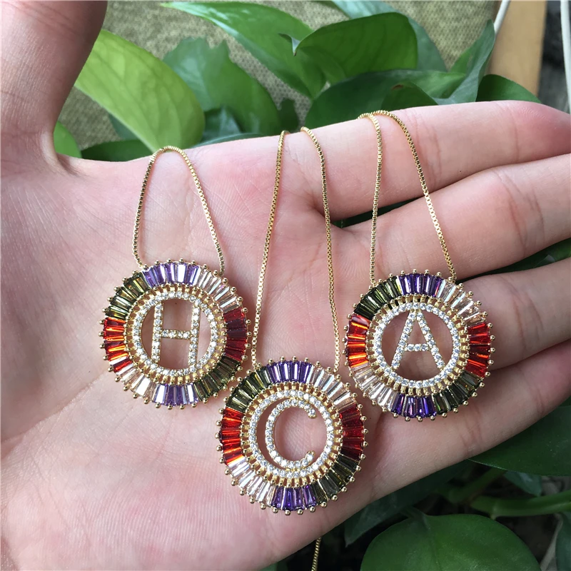 Micro Pave Rainbow CZ A-Z Letter Pendant Necklace Name Jewelry For Women Accessories Girlfriend Gift MY2109
Micro Pave Rainbow CZ A-Z Letter Pendant Necklace Name Jewelry For Women Accessories Girlfriend Gift MY2109