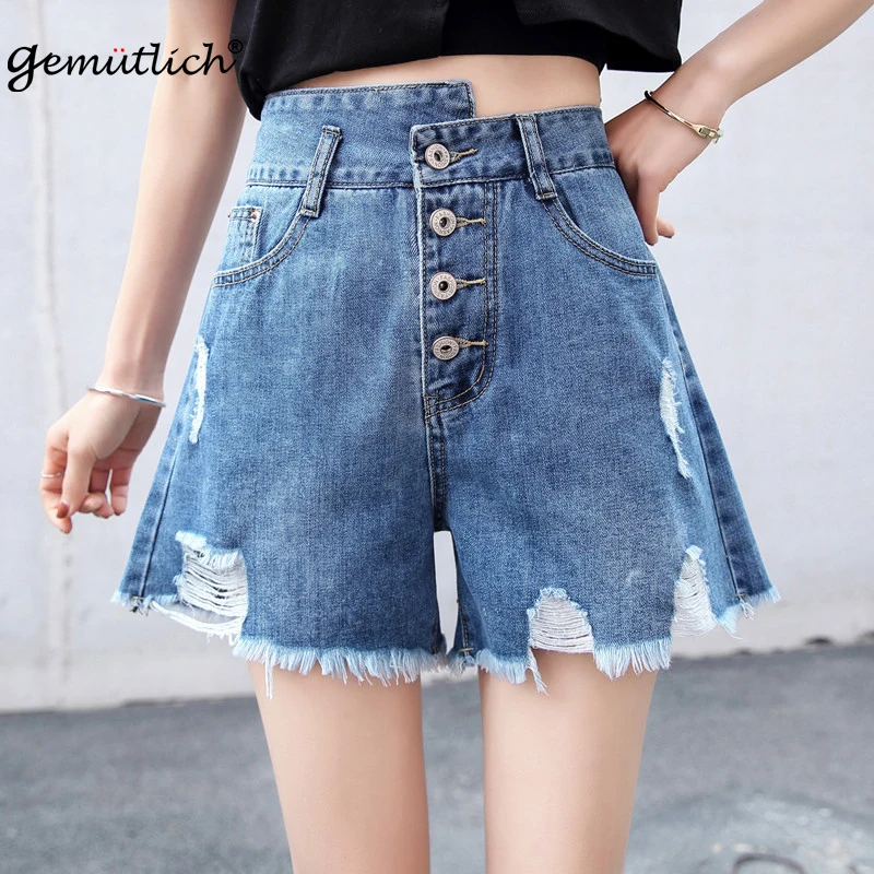 GEMUTLICH Over Size Women Denim Shorts Summer High Waist Ripped Hole A-line Shorts Jeans Irregular
GEMUTLICH Over Size Women Denim Shorts Summer High Waist Ripped Hole A-line Shorts Jeans Irregular