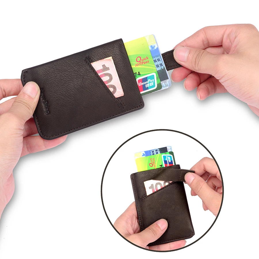 NewBring тонкий кожаный бумажник для мужчин кредитные карты и ID держатели компактный