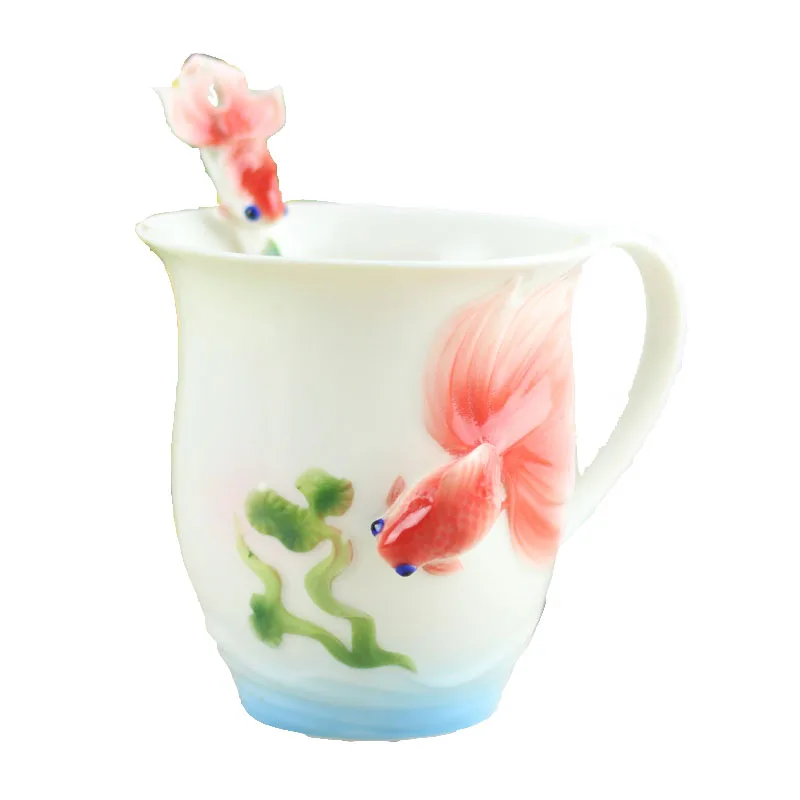 Goldfish Enamel Coffee Cup Porcelain Mugs and Cups Suit Creative Wedding Present Ceramic Cup
Goldfish Enamel Coffee Cup Porcelain Mugs and Cups Suit Creative Wedding Present Ceramic Cup