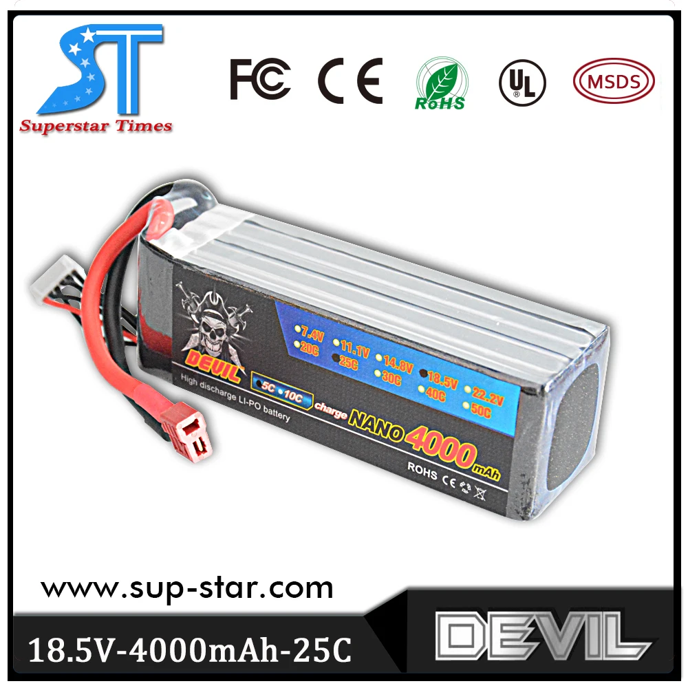 100% Origin Devil 18.5v 4000mAh 25c Lithium Battery RC Car Quadcopter Battery Wholesale
100% Origin Devil 18.5v 4000mAh 25c Lithium Battery RC Car Quadcopter Battery Wholesale