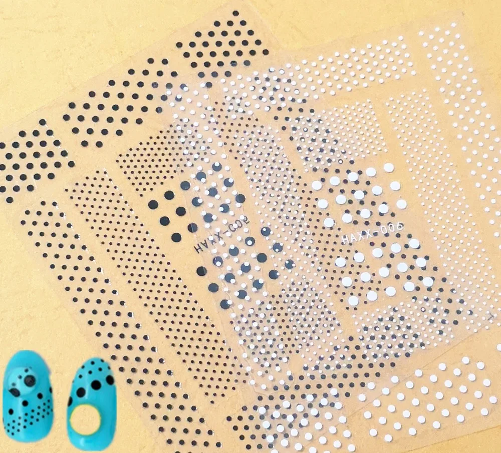 Nail sticker 3d Newest HX-005 black and white samll dots design nail decals DIY decorations tips
Nail sticker 3d Newest HX-005 black and white samll dots design nail decals DIY decorations tips