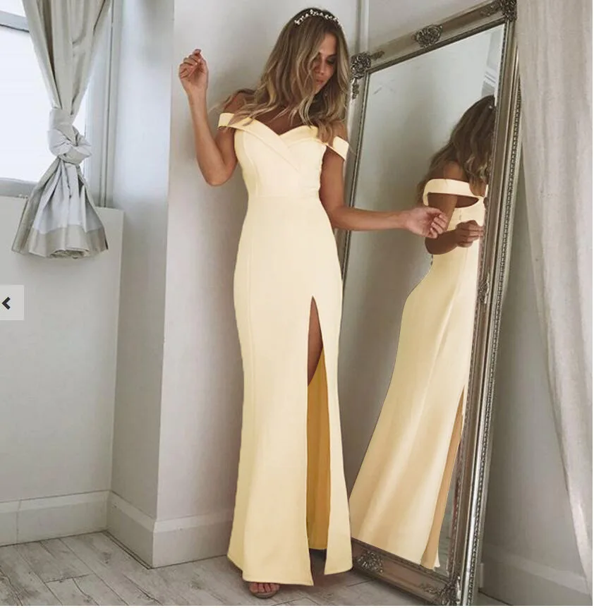 Multi Colors Women Sexy Party Dress Ladies Off the Shoulder Slash Neck Split Elegant Club Long Maxi Dresses Vestidos De Festa
Multi Colors Women Sexy Party Dress Ladies Off the Shoulder Slash Neck Split Elegant Club Long Maxi Dresses Vestidos De Festa