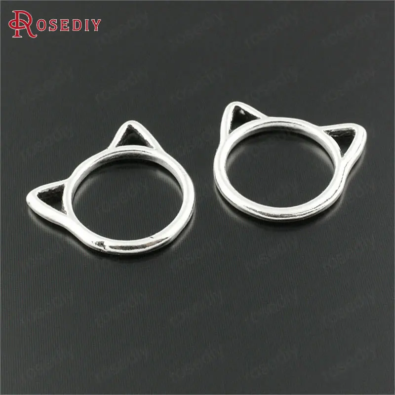 (29830)50PCS 19.5x17MM Antique Style Zinc Alloy Cat Rings Charms Pendants Diy Handmade Jewelry Findings Accessories | Украшения и