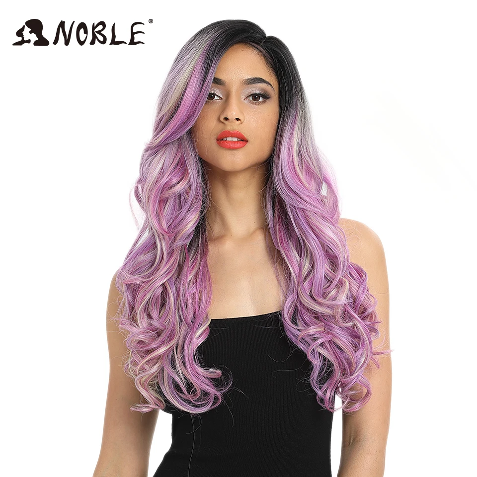 Синтетический парик Noble Hai 22 дюйма длинные волнистые розовый фиолетовый для
