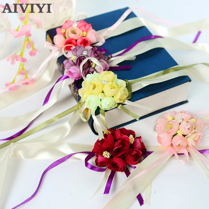 Wrist Flower Rose Silk Ribbon Bride Corsage Hand Decorative Wristband Bracelet Bridesmaid Curtain Band Clip Bouquet
Wrist Flower Rose Silk Ribbon Bride Corsage Hand Decorative Wristband Bracelet Bridesmaid Curtain Band Clip Bouquet