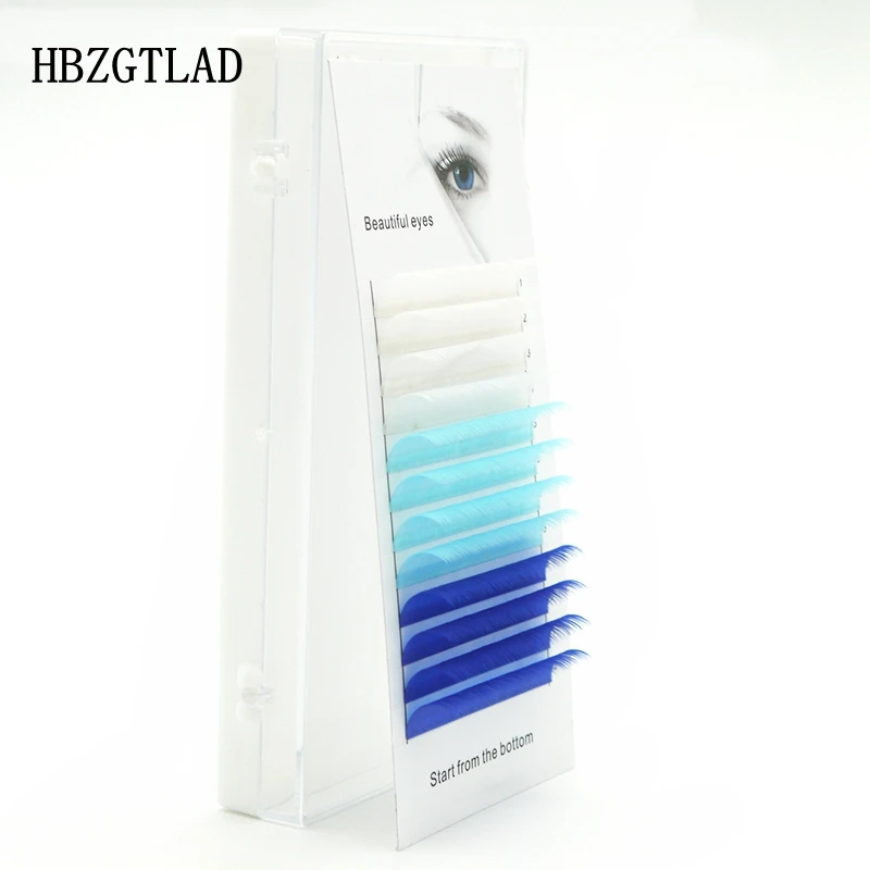 

HBZGTLAD new C/D curl 0.07/0.1mm 8-15mm false lashes white+Royal blue eyelash individual colored lashes Faux eyelash extensions