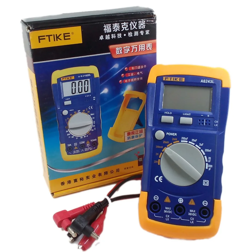 Новый цифровой мультиметр A6243L 3 1/2 индуктор конденсатора тестер LC Meter 2nF 200uF и 2mH