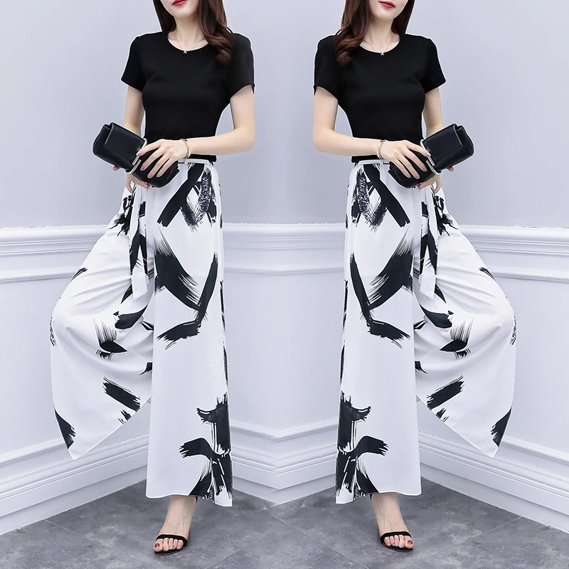 Set female summer 2019 new casual fashion shirt loose wild wide leg pants temperament clothes two sets of women's clothing
Set female summer 2019 new casual fashion shirt loose wild wide leg pants temperament clothes two sets of women's clothing