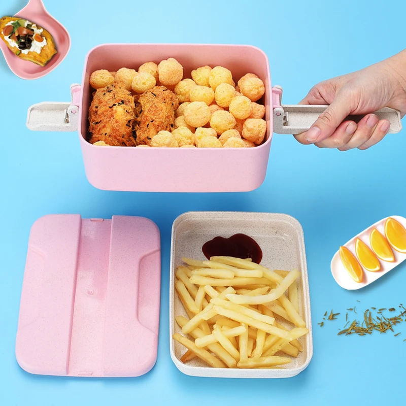 Fashion Portable Wheat Straw Lunch Box Bento Box Food Storage Container With Dinnerware Set Thermal Bag Microwave Oven Available
Fashion Portable Wheat Straw Lunch Box Bento Box Food Storage Container With Dinnerware Set Thermal Bag Microwave Oven Available