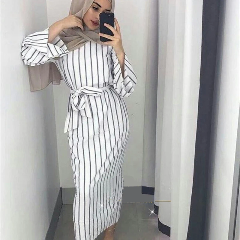 Muslim Stripe Maxi Dress Trumpet Sleeve Abaya Long Skirt Robe Gowns Tunic Kimono Jubah Middle East Ramadan Arab Islamic Clothing
Muslim Stripe Maxi Dress Trumpet Sleeve Abaya Long Skirt Robe Gowns Tunic Kimono Jubah Middle East Ramadan Arab Islamic Clothing