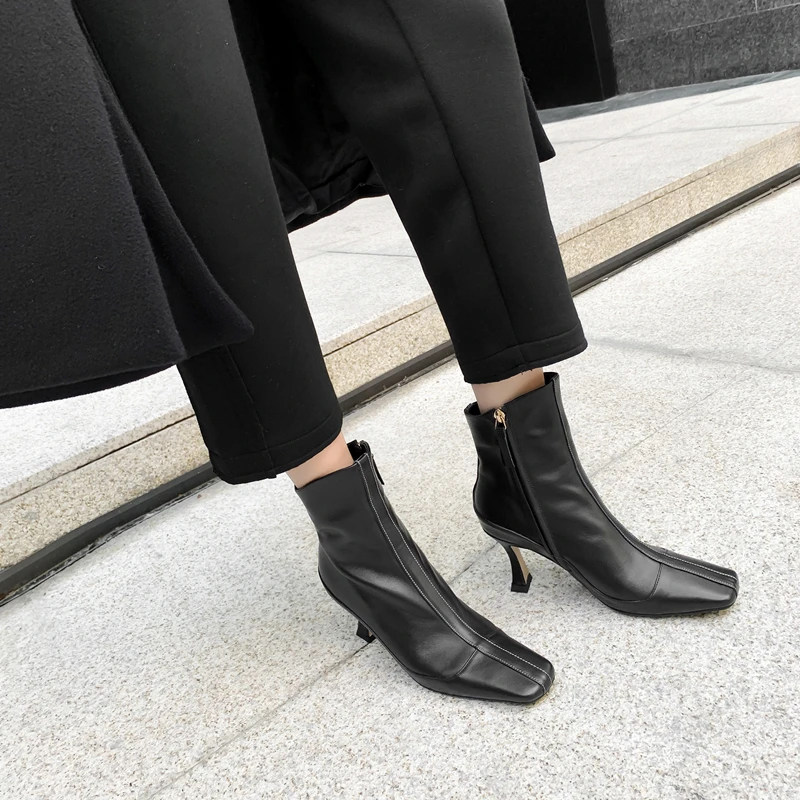 ISNOM High Heels Boots Women Ankle Boots Square Toe Shoes Female Sheepskin Zip Shoes Ladies Fashion Party Shoes Winter 2020
ISNOM High Heels Boots Women Ankle Boots Square Toe Shoes Female Sheepskin Zip Shoes Ladies Fashion Party Shoes Winter 2020